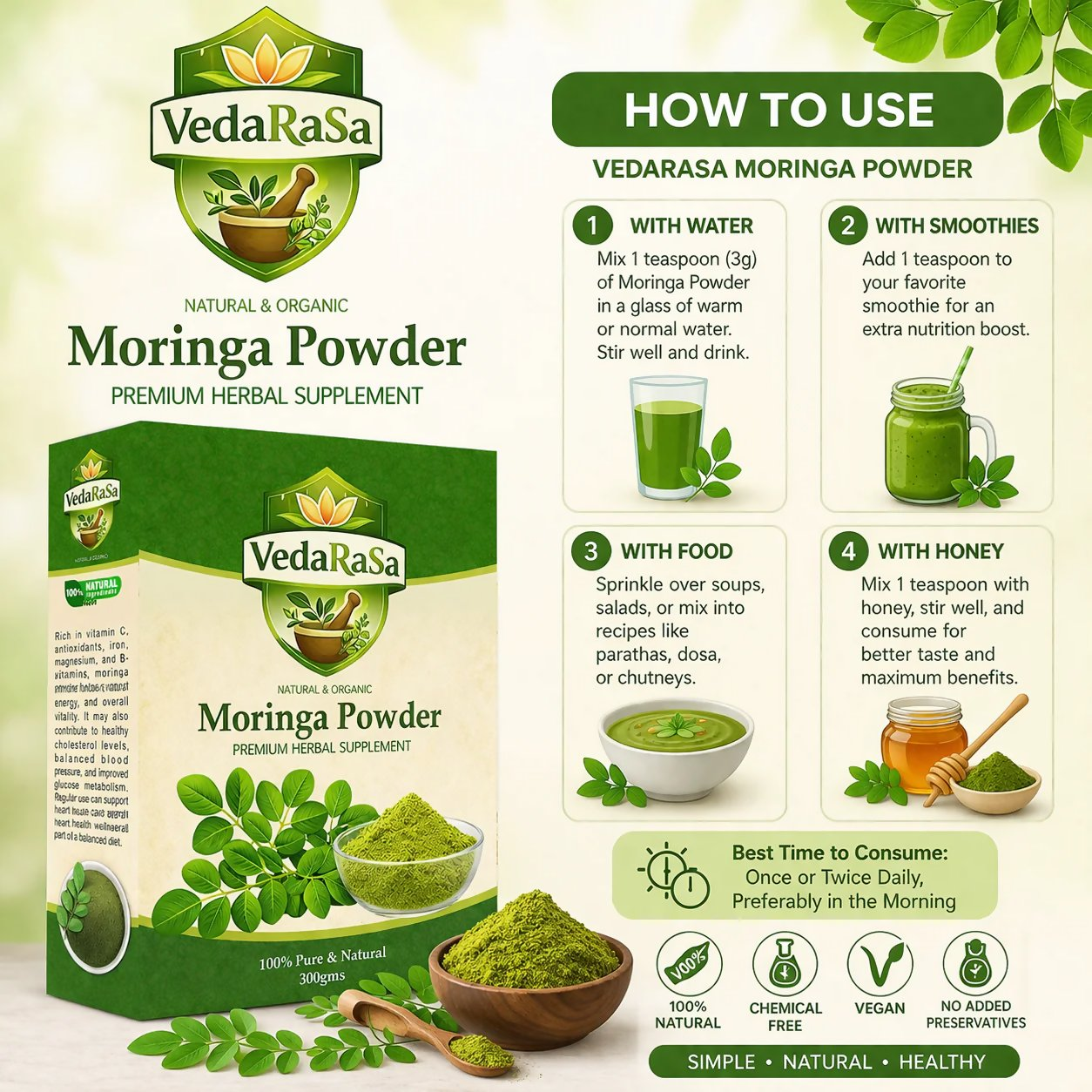 VedaRasa Moringa Leaves Powder | Grocsy