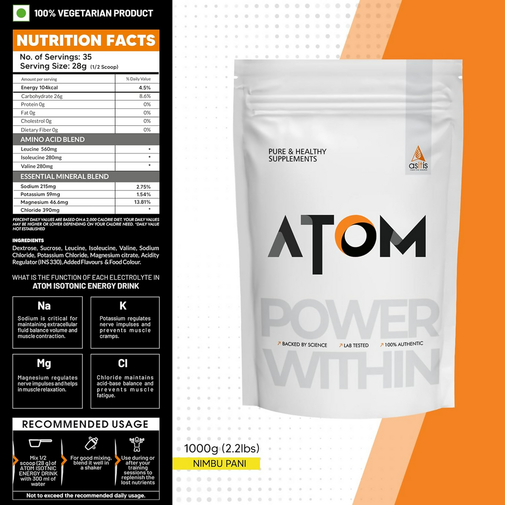 As-It-Is Atom Isotonic Energy Drink Nimbu Pani Flavor | Grocsy
