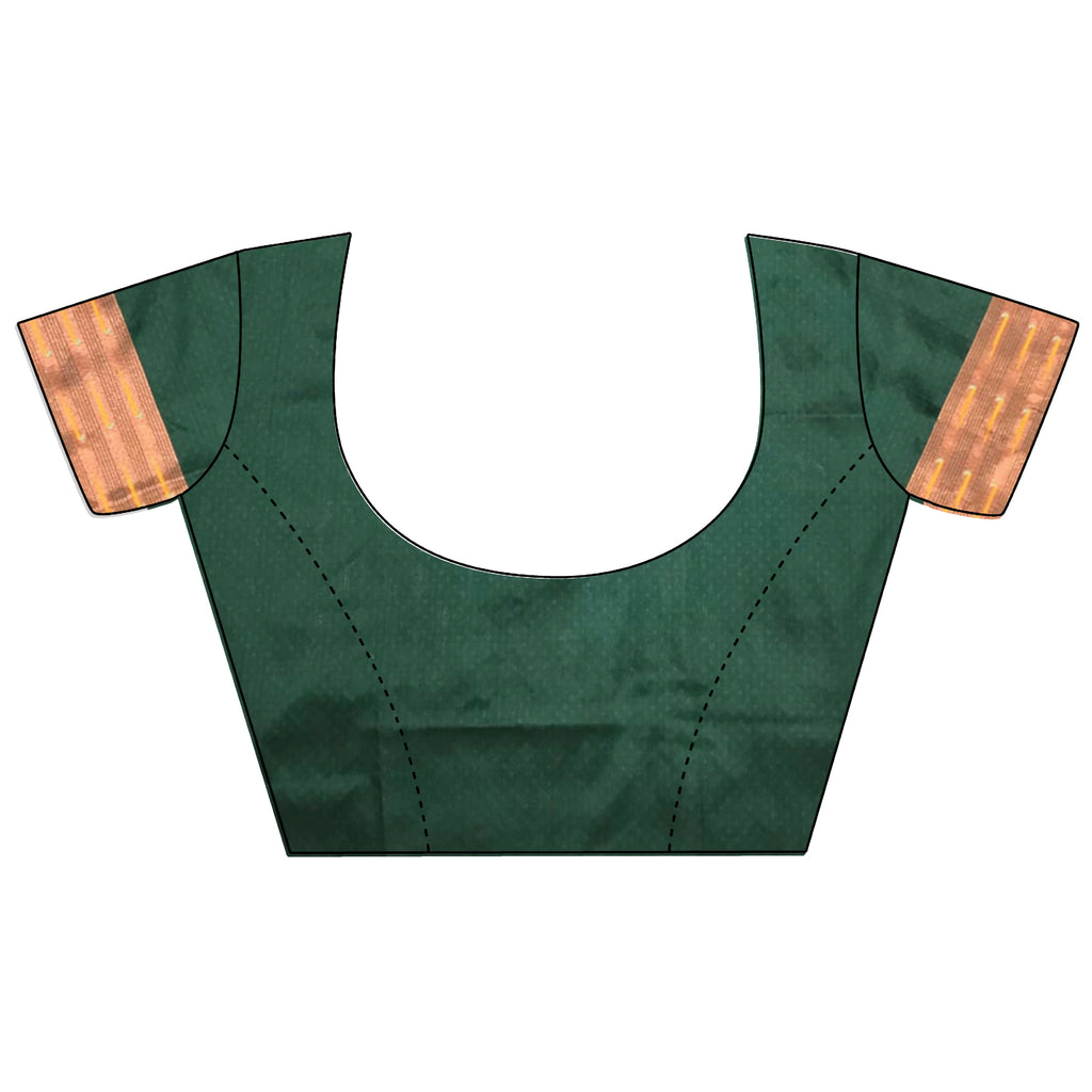 Joban Fashion Green Jacquard Butti Soft Lichi Silk Paithani Saree | Grocsy