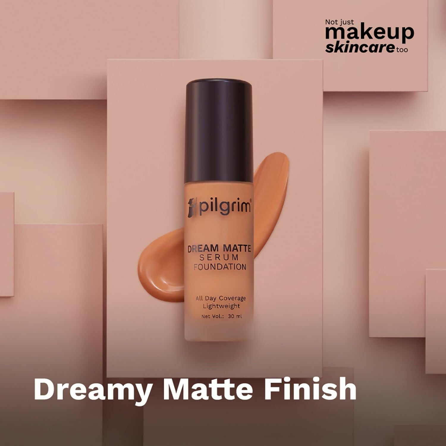 Pilgrim Dream Matte Serum Foundation With Matte & Poreless All Day Coverage Lightweight - Rich Caramel | Grocsy