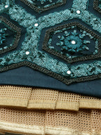 House of Panchhi Women Teal Net Embroidered Sequins Lehenga & Blouse with Dupatta | Grocsy