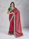 Ai Fashion Red Georgette Digital Print Party Wear Saree | Grocsy