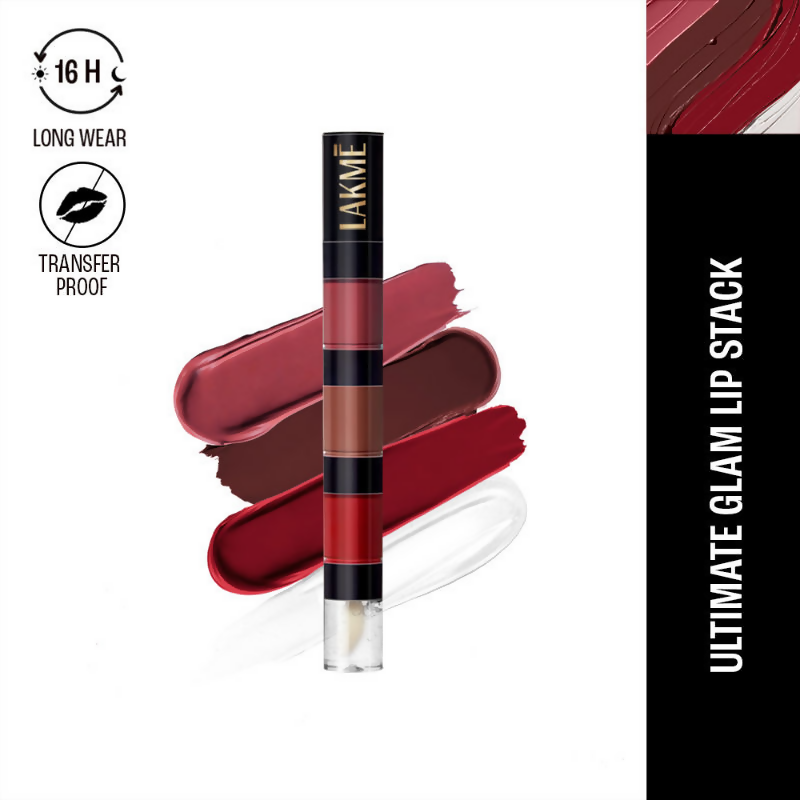 Lakme Ultimate Glam 4 In 1 Lip Stack - Evening Glam | Grocsy