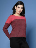Women Winter Fuchsia Acrylic Sweater - Wool Trees | Grocsy
