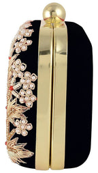 Jaishri Handicrafts Pearl Floral Clutch Carbon Black | Grocsy
