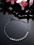 NVR Women Silver-Plated American Diamond Studded Rakhi With Roli Chawal | Grocsy