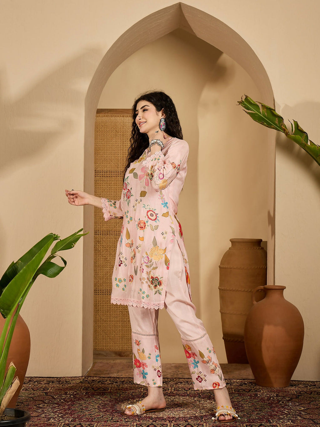 Joban Fashion Printed Pink Pure Cotton Cord Set | Grocsy