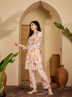 Joban Fashion Printed Pink Pure Cotton Cord Set | Grocsy