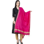 A R Silk Golden Border Regular Dupatta Dark Pink Color Dupatta or Chunni | Grocsy