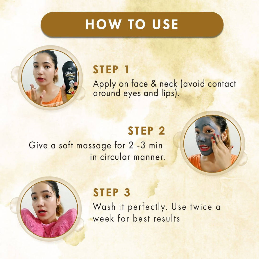 Wow Skin Science Charcoal & Hyaluronic Acid Detox Face Scrub | Grocsy