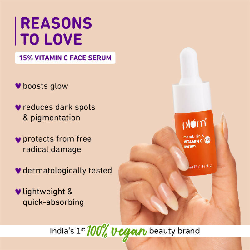 Plum Glow & Clarify Serum Travel Combo - 15% Vitamin C + 10% Niacinamide Face Serum | Grocsy