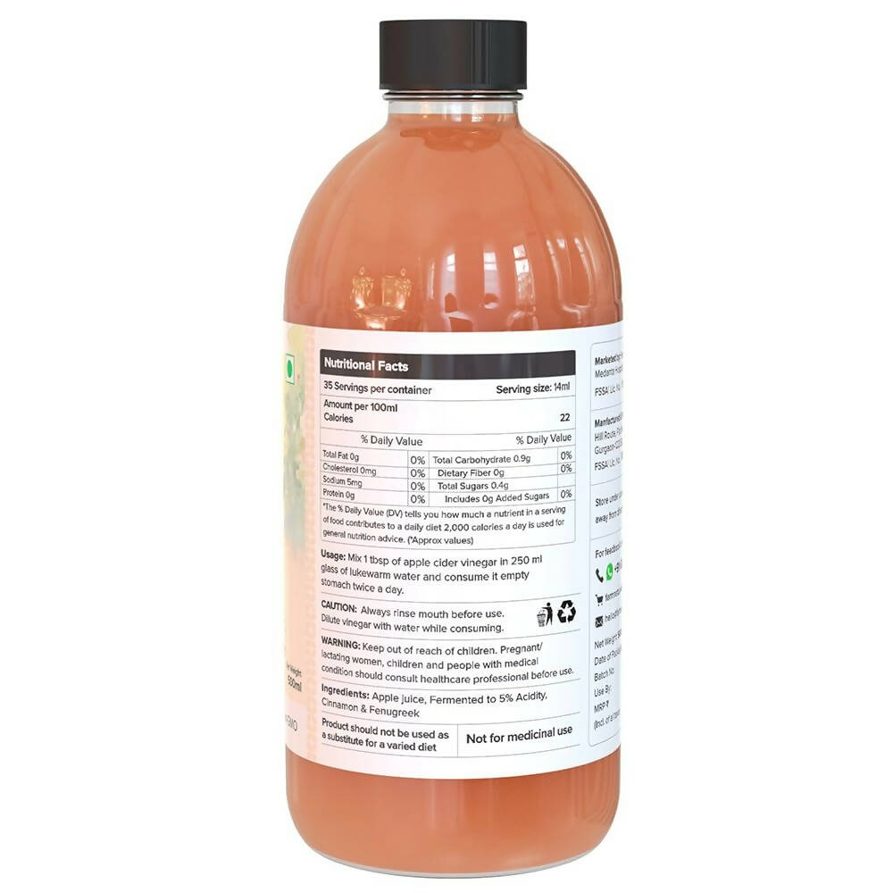 Farm Naturelle Organic Apple Cider Vinegar with Mother and Infused Cinnamon & Fenugreek | Grocsy