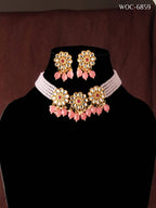Mominos Fashion Johar Kamal Women's Pink Beads Pearls Gold-Polished Jewellery Set | Grocsy