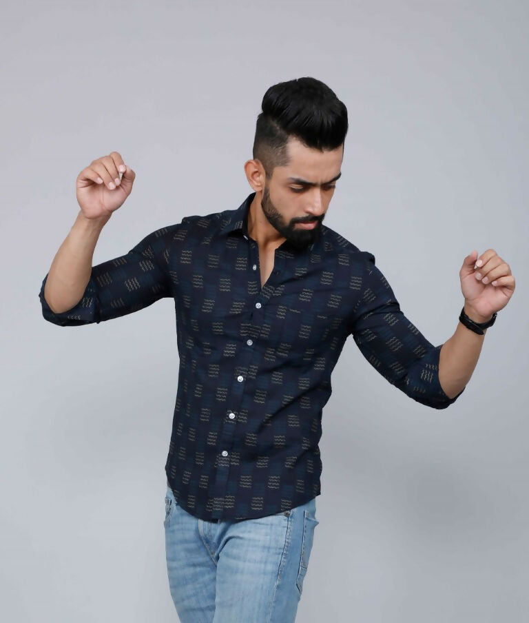 Miravan Men's Blue Spread Collar Floral Print Casual Shirt | Grocsy