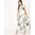 Cheera Flowral Printed Long A-Line Party Dress | Grocsy