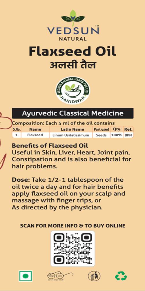 Vedsun Naturals Flax Seed Oil Alsi Ka Tel Pure Omega 3 Rich | Grocsy