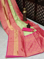 DEIANA'S Beautiful Designer Golden zari Soft Lichi Silk Saree - Pista | Grocsy