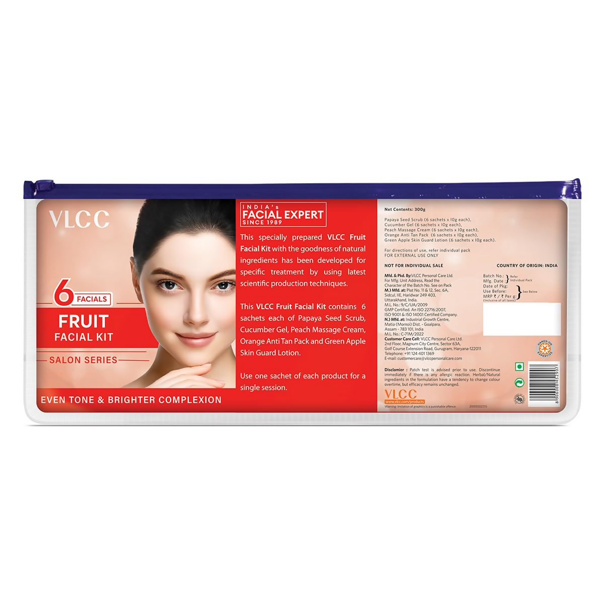 VLCC Salon Series Fruit Facial Kit - (6 Facials) For Lightens Dark Spots & Brightens Skin Tone | Grocsy