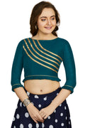 Aastha Fashion Women's Teal Art Silk Designer Party Wear Readymade Blouse | Grocsy