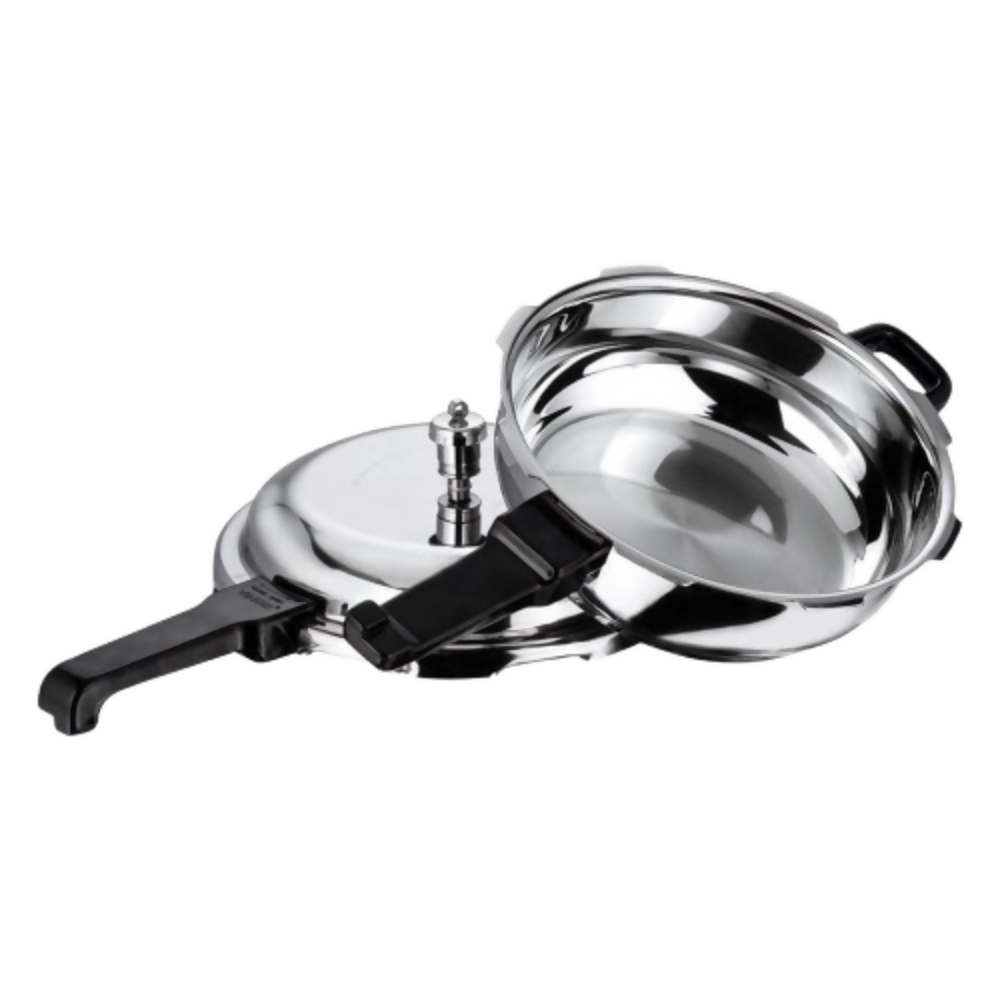 Vinod 18/8 Stainless Steel Outer Lid Sandwich Bottom Deep Pan Pressure Cooker | Grocsy