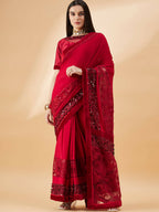 Mauve Lycra Resham And Sequins Embroidery Saree - Norita Hit Design | Grocsy