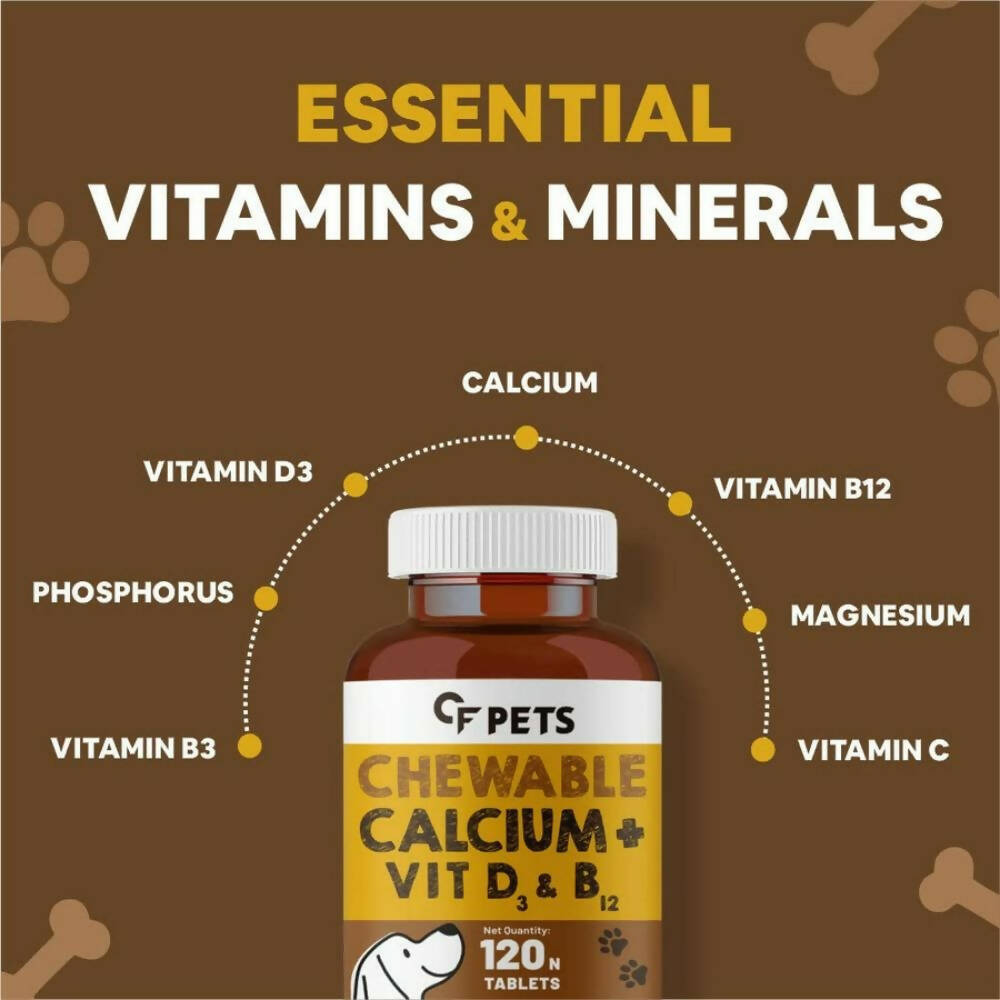 Carbamide Forte Pets Chewable Calcium Supplement with Vitamin D3, B12 Magnesium & Zinc Tablets | Grocsy