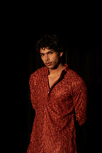 Berry Red Viscose Chikankari Embroidery Work Men's Kurta Set - Mahotsav | Grocsy