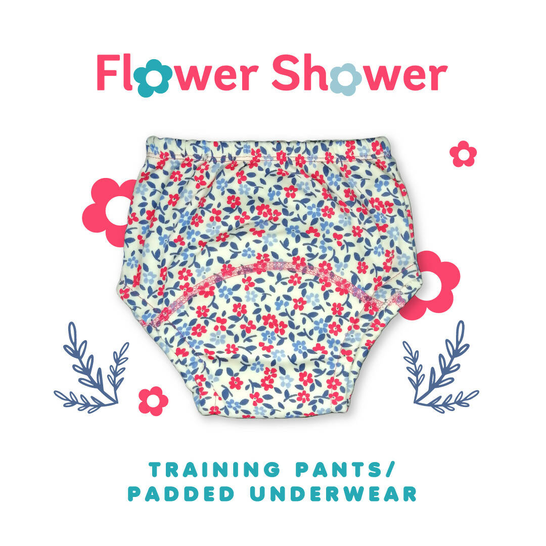Kindermum Cotton Padded Pull Up Training Pants/Padded Underwear For Kids Flower Shower-Set of 2 pcs | Grocsy