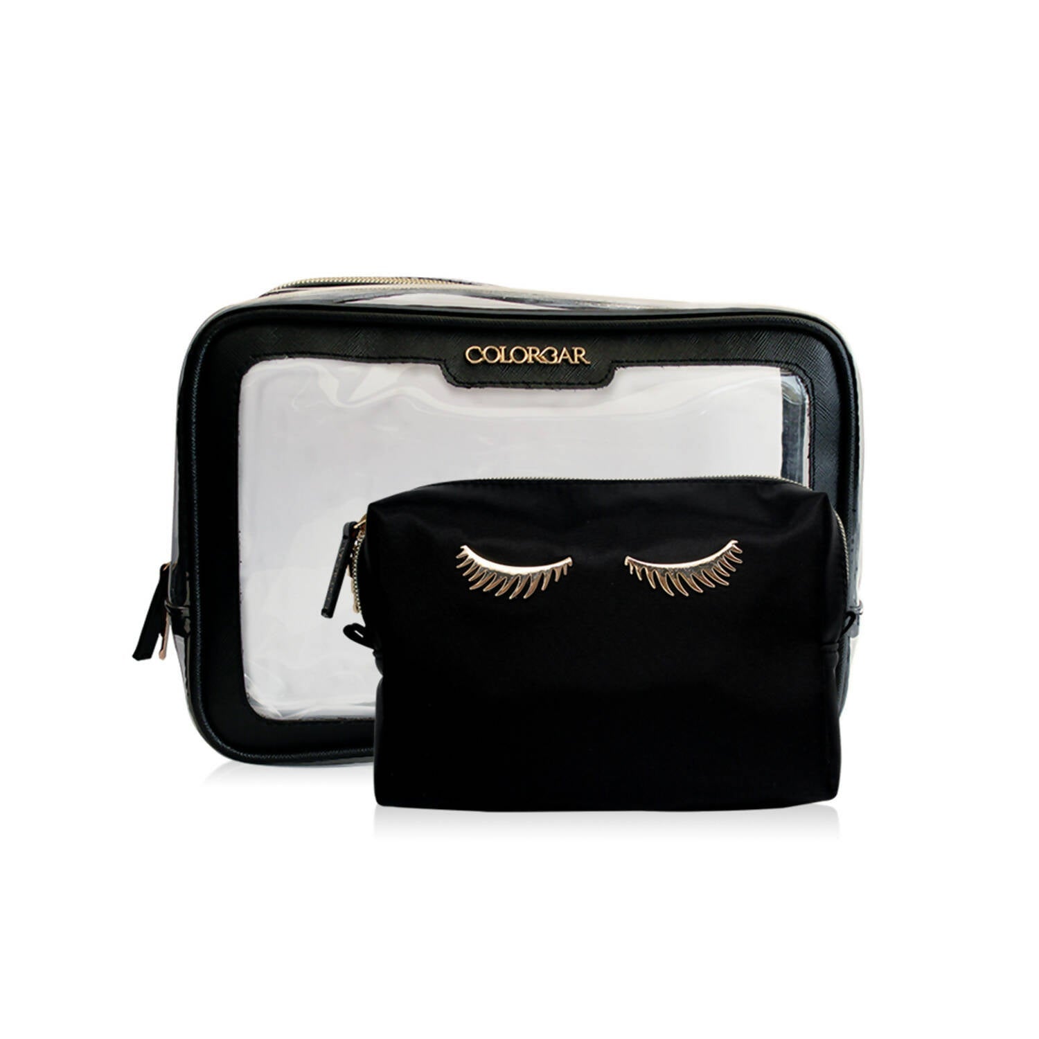 Colorbar Pouch Lips & Lashes Box Pouch (Set Of Two) - Black | Grocsy