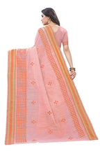 Vamika Embroidery Peach Chanderi Saree (MINI CHECKS PEACH) | Grocsy