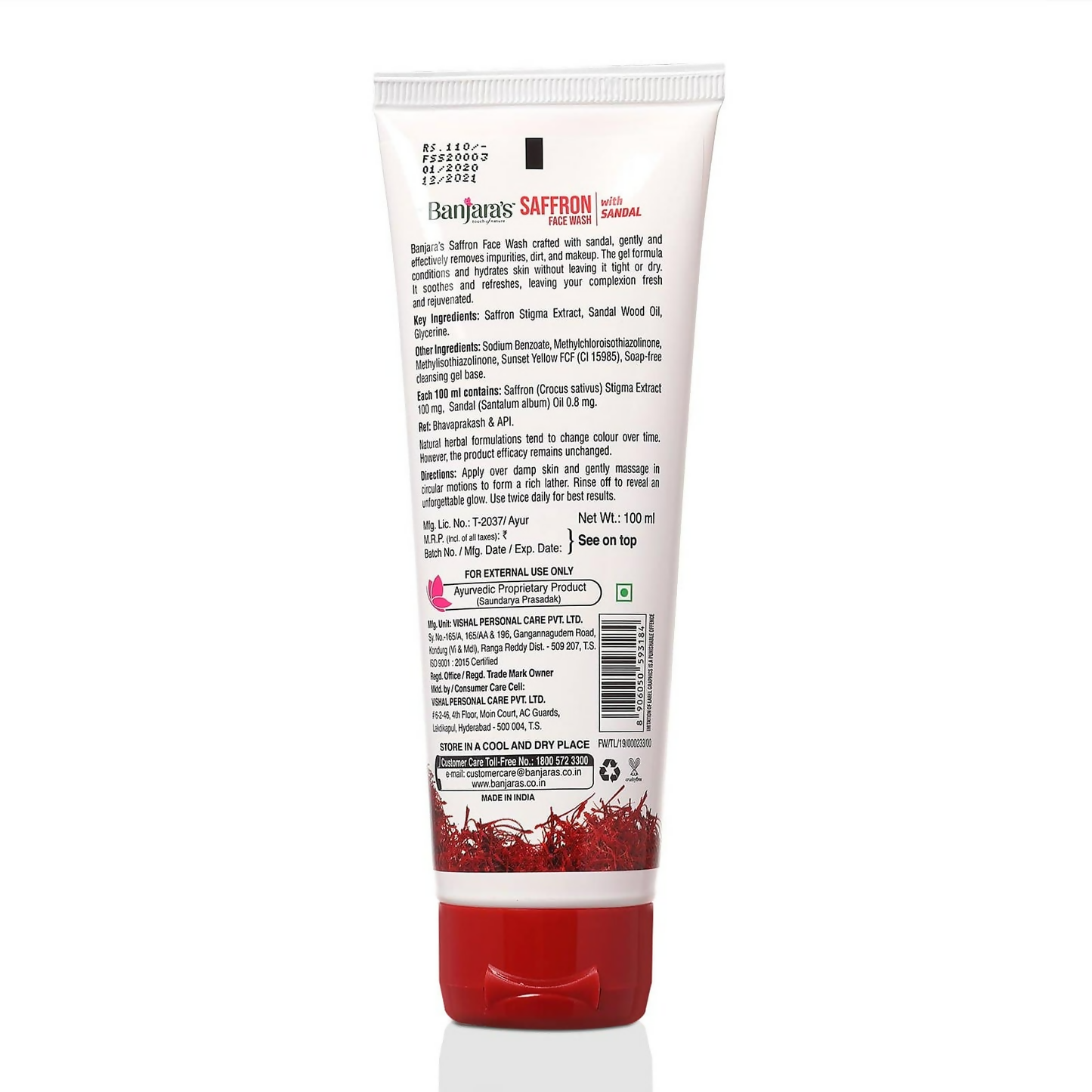 Banjara's Saffron Face Wash with Sandal | Grocsy