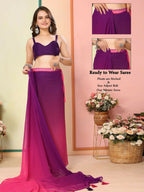 Purple Georgette Pedding Color Printed Ready To Wear Saree - Aalaya | Grocsy