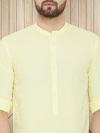 Even Apparels Men's Pure Cotton Yellow Kurta | Grocsy