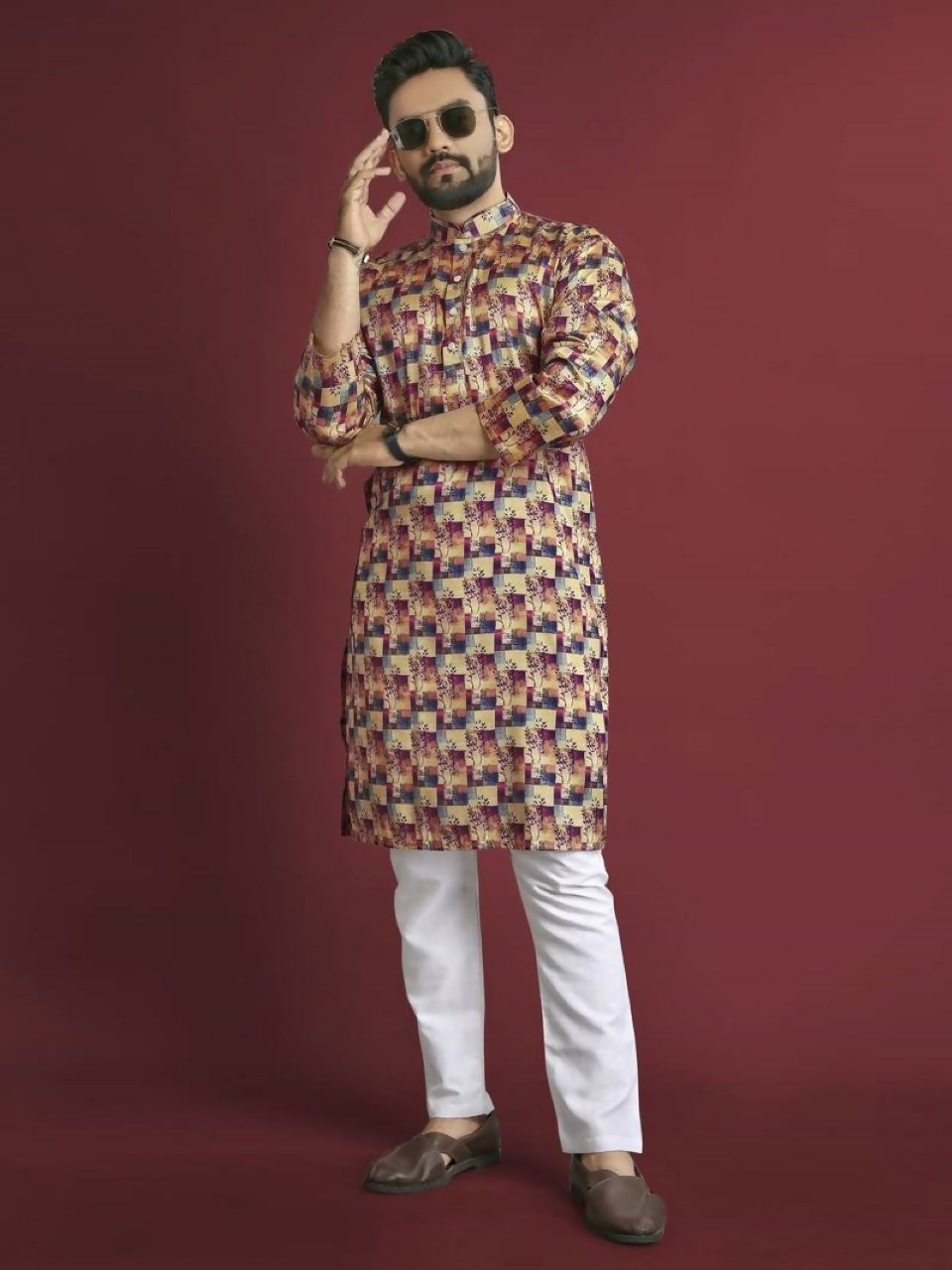 Anaita Multicolour Printed Pure Silk Straight Kurta | Grocsy