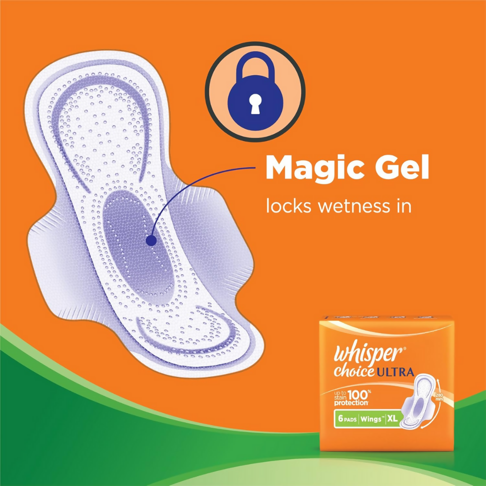 Whisper Choice Ultra Sanitary Pads Large Size | Grocsy