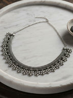 NVR Women Oxidised Silver Beaded Necklace | Grocsy