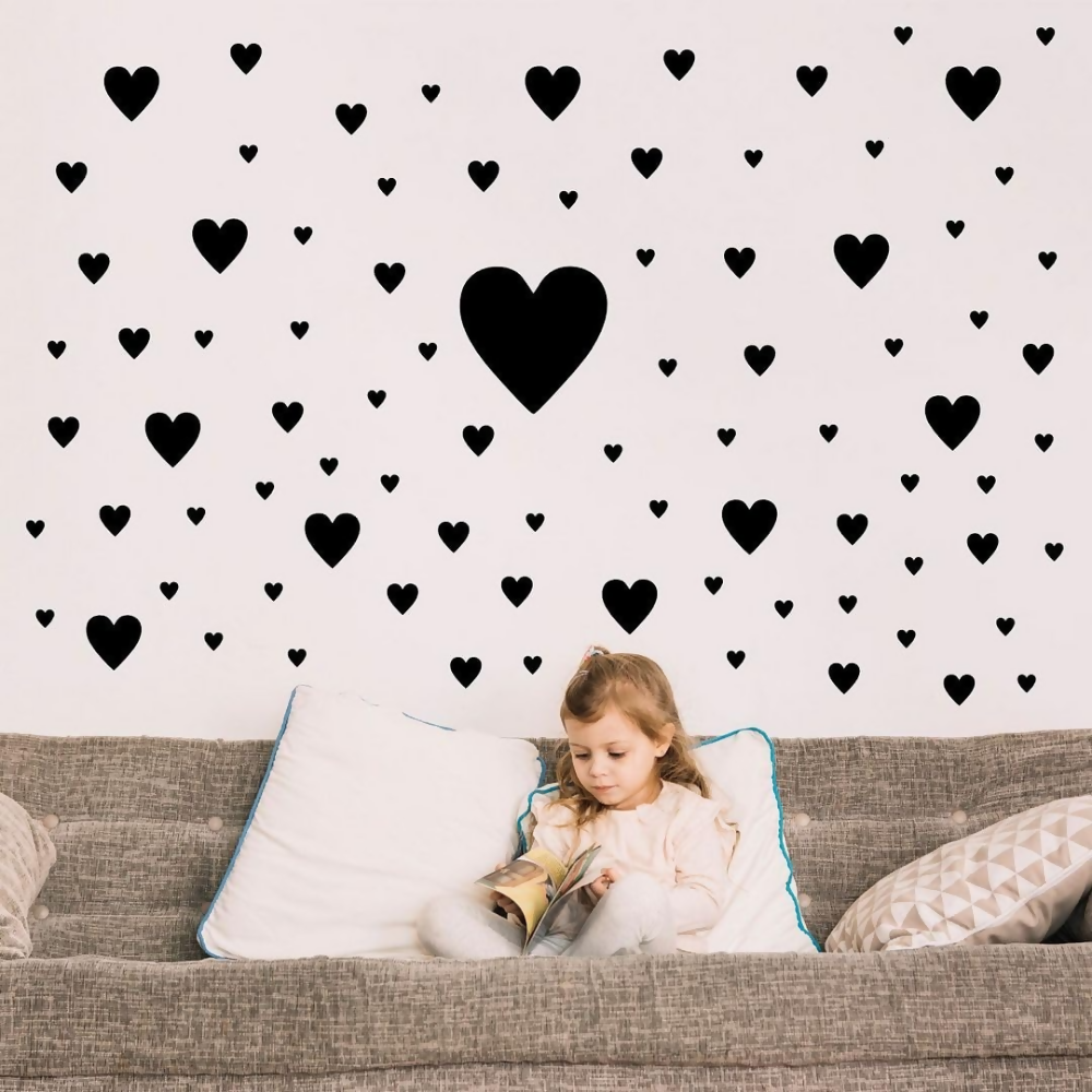 CVANU Cute Loving Heart Shape Pattern Vinyl Wall Art Self-Adhesive Durable Stickers | Grocsy