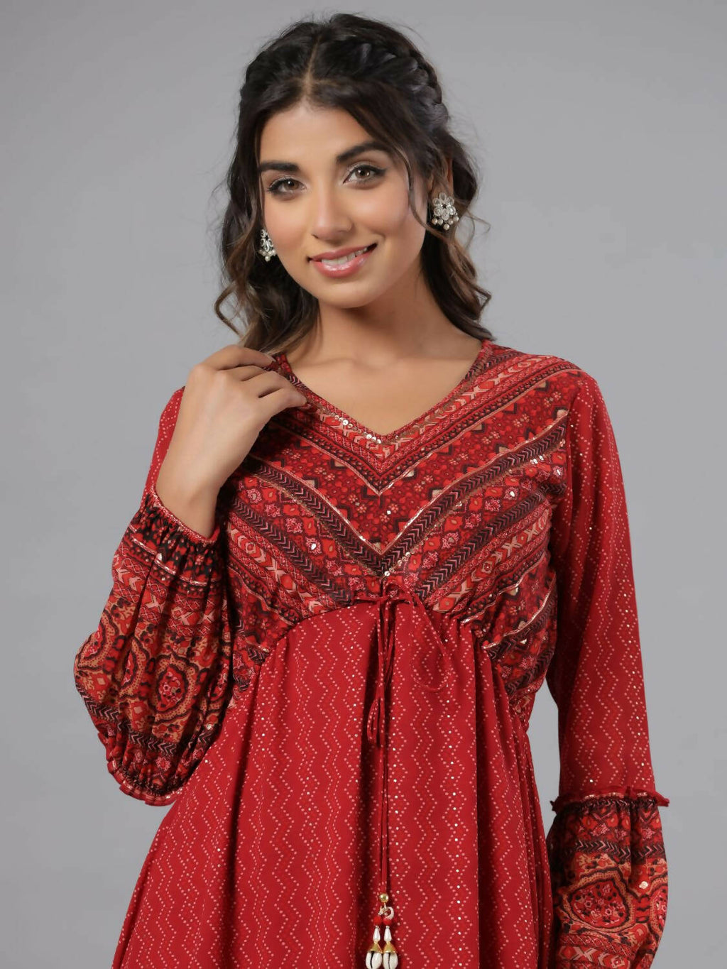 Juniper Women Rust Georgette Printed Midi Dress | Grocsy