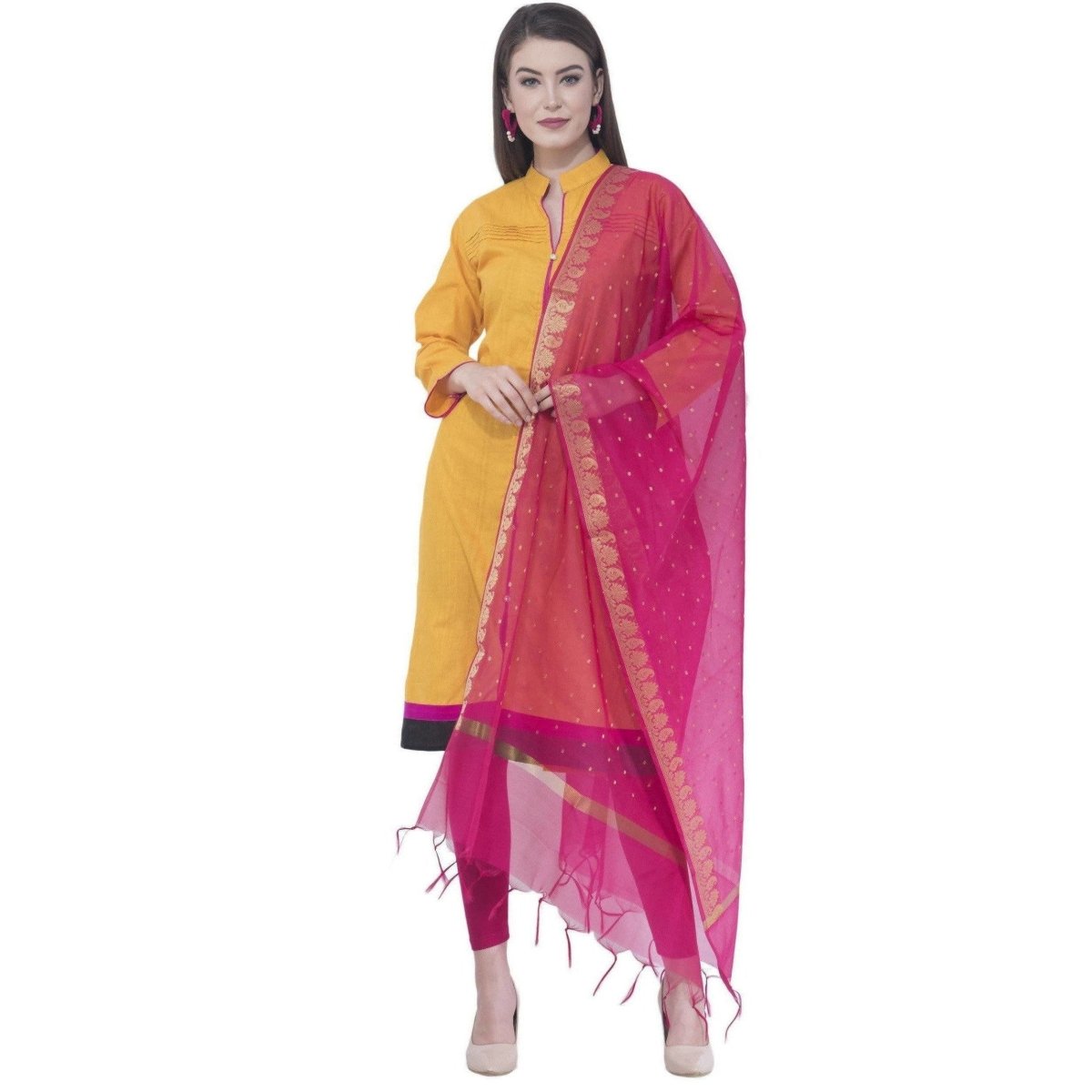 A R Silk Magenta Color VNS Border Buti Dupattas and Chunnis | Grocsy