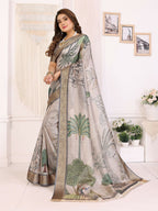Joban Fashion Mutlicolor Art Print pattern Banarasi Silk Sarees | Grocsy