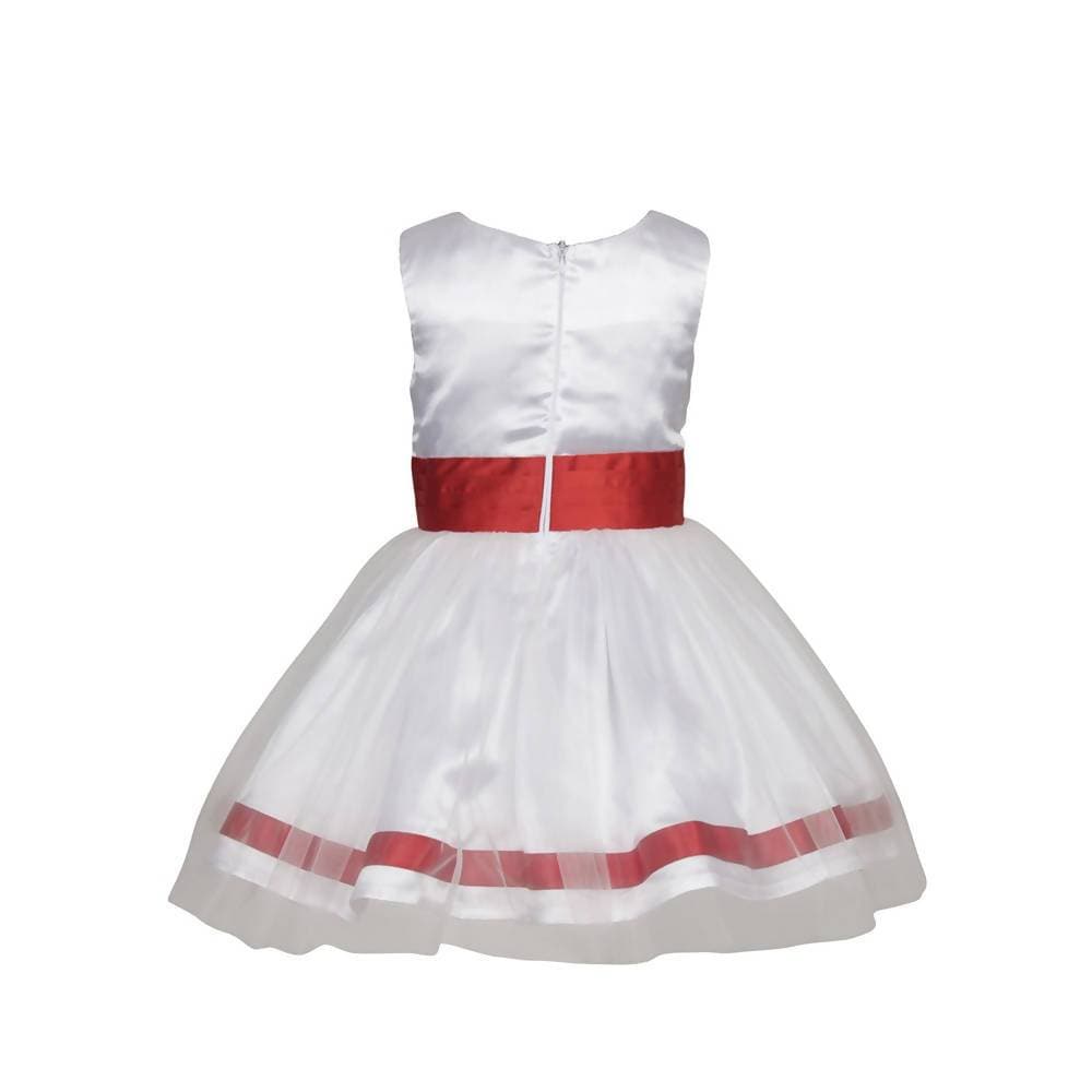 Asmaani Baby Girl's White Color Satin Knee Length Frock (AS-DRESS-22016) | Grocsy