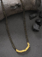 NVR Women's Gold-Polished Black Beaded Mangalsutra | Grocsy