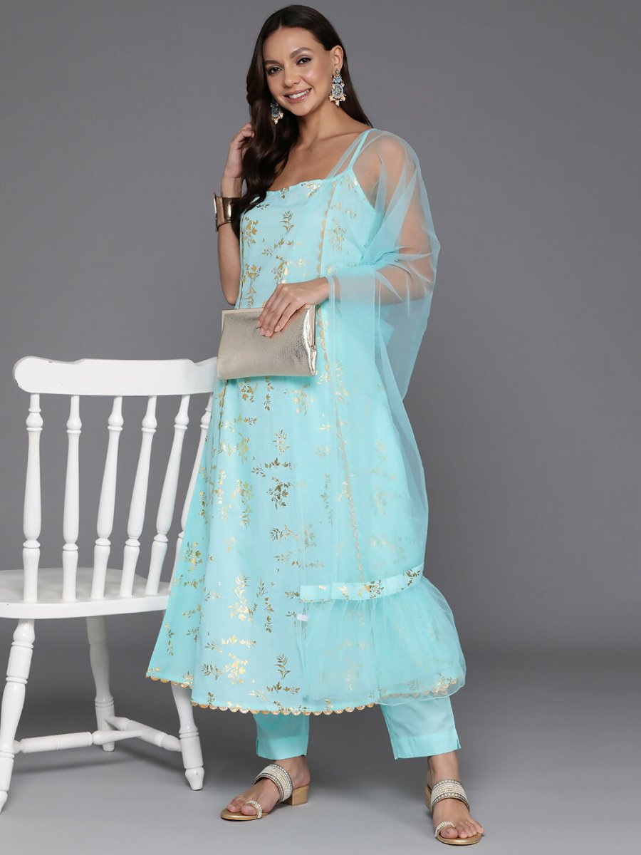Ahalyaa Women's Traditional wear Kurta Set - Blue | Grocsy