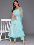 Ahalyaa Women's Traditional wear Kurta Set - Blue | Grocsy