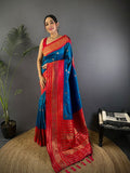 Elora Royal Blue Soft Silk Small Butti Zari Weaving Banarasi Saree With Woven Designer Saree | Grocsy