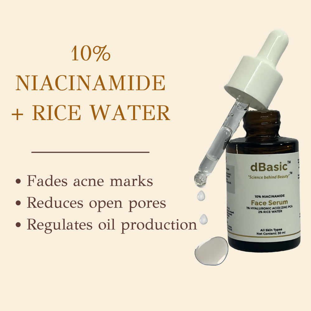 dBasic 10% Niacinamide Face Serum - Pore Minimizer, Acne Marks | Grocsy