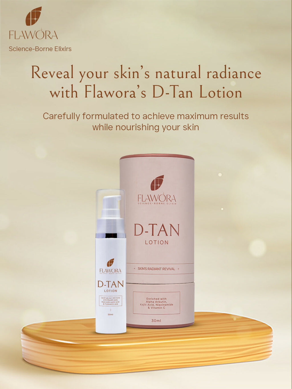 Flawora Set of 24k Golden Glow Face Serum and D-Tan Lotion | Grocsy