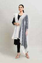 Joban Fashion White Cotton Embroidery Work Pakistani Karanchi Dupatta | Grocsy