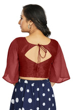 Aastha Fashion Women's Women's Maroon Art Silk Umbrella Sleeves Readymade Blouse | Grocsy