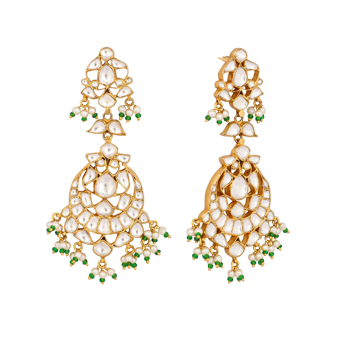 Nuyug 22K Gold Plated Chandbali Stone Drop Kundan Earrings | Grocsy
